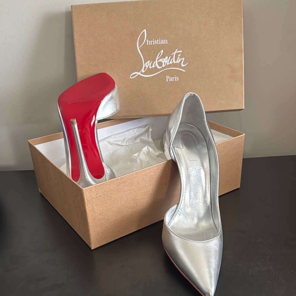 Christian Louboutin Silver and Red Stiletto Heels